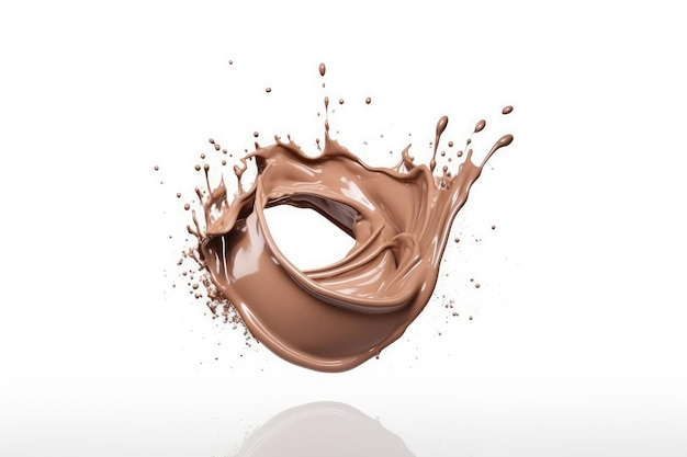 Chocolate milk splash isolated on white background AI generated illustration