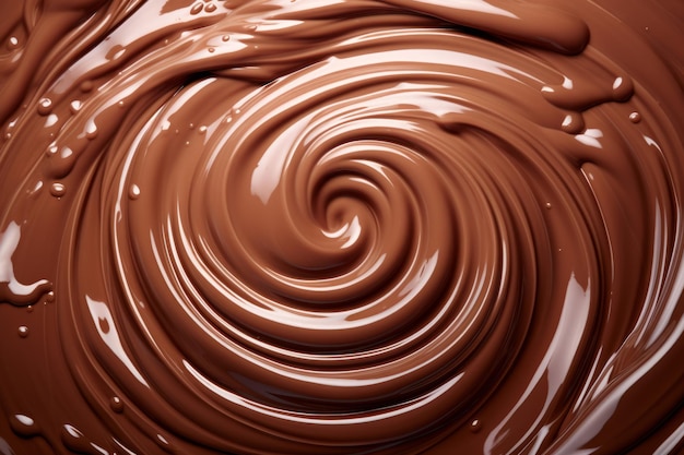 チョコレートミルクの渦巻きスプラッシュ 溶けたチョコレート表面の旋風 生成AIイラスト