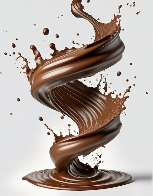 Chocolate milk twister whirlwind or tornado realistic splash coffee and cocoa brown swirl