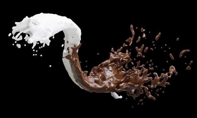 Chocolate and milk wave splashes