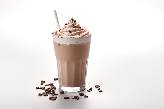 chocolate milkshake isolated in white background