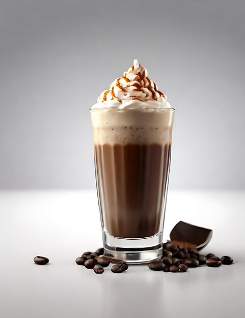 Photo chocolate milkshake with chocolate background