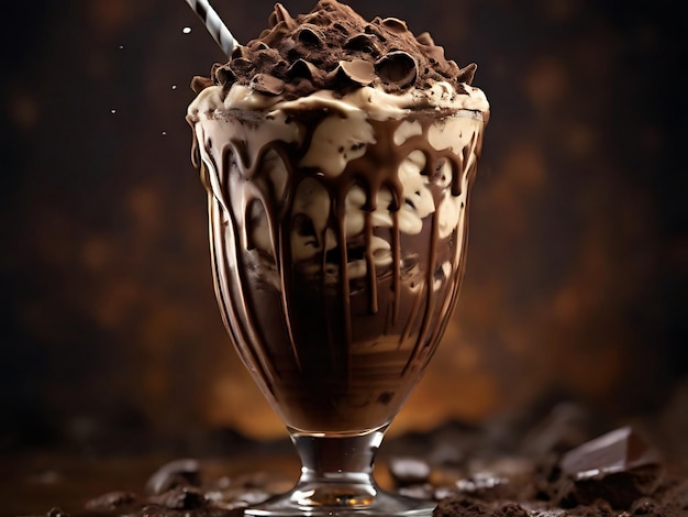 chocolate milkshake With Chocolate Background