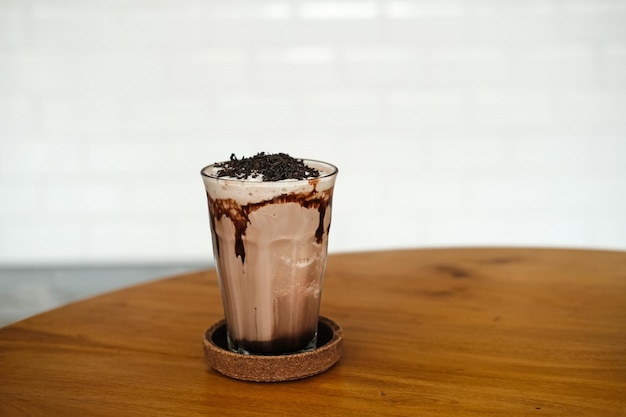 Chocolate Milkshake with topping grated chocolate