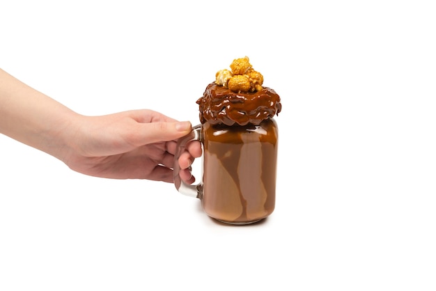 Chocolate milkshake with whipped cream cookies