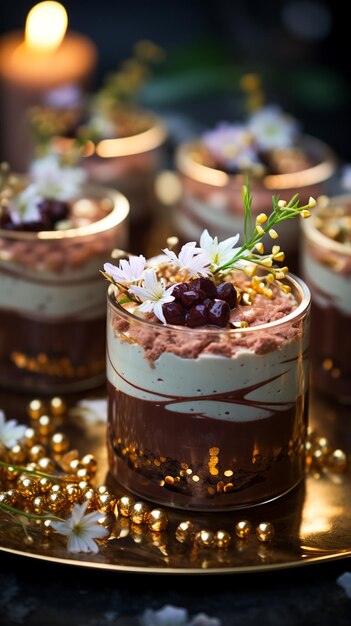 Photo chocolate mousse cake for a sweet celebration