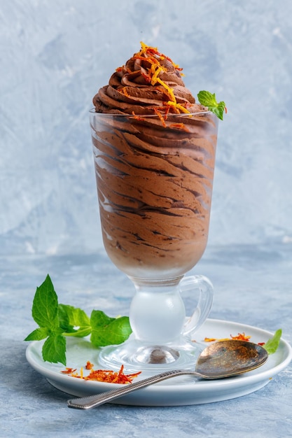 Chocolate mousse with blood orange peel