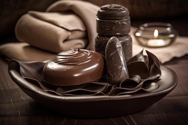 Chocolate mud wrap with warm stone massage at luxurious spa