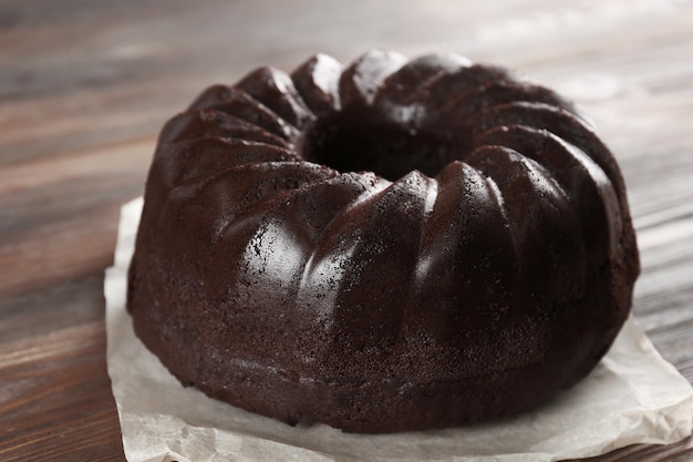 Chocolate muffin cake on the table