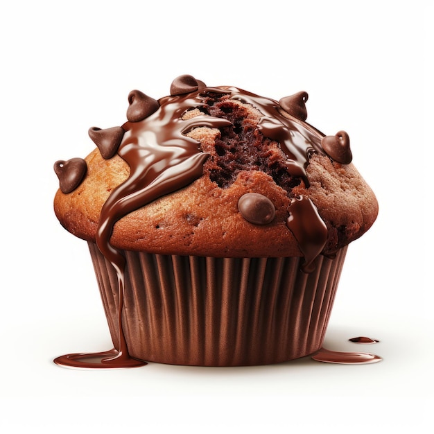 A chocolate muffin with a bite taken out of it vector art