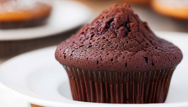 A chocolate muffin with a bite taken out of it