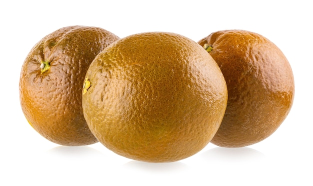 Chocolate orange fruits isolated on white background. Full depth of field.