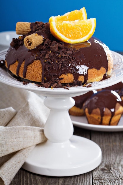 Шоколадно-апельсиновый мраморный торт
