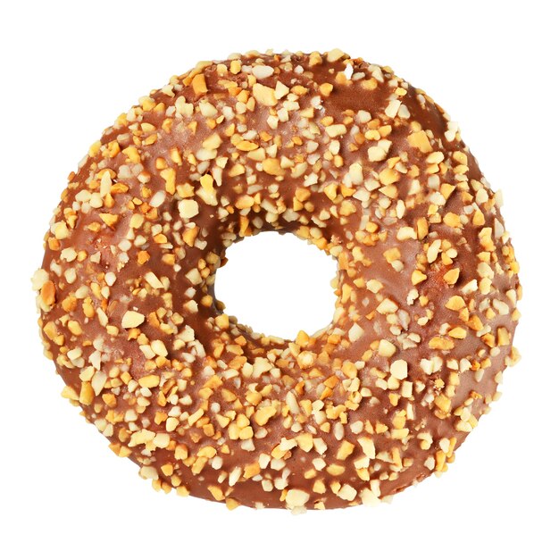 Chocolate peanut donut isolated