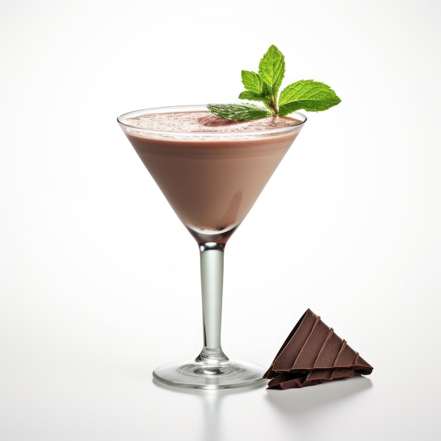 Chocolate Peppermint Martini isolated on white background Generative AI