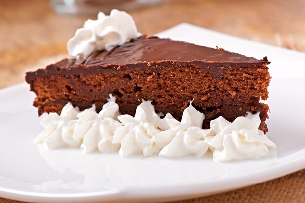 Chocolate pie with whipped cream