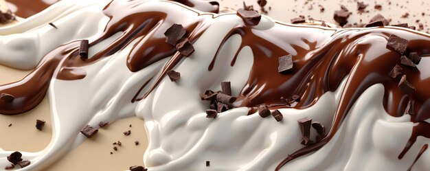 Chocolate pieces on a piece of ice cream