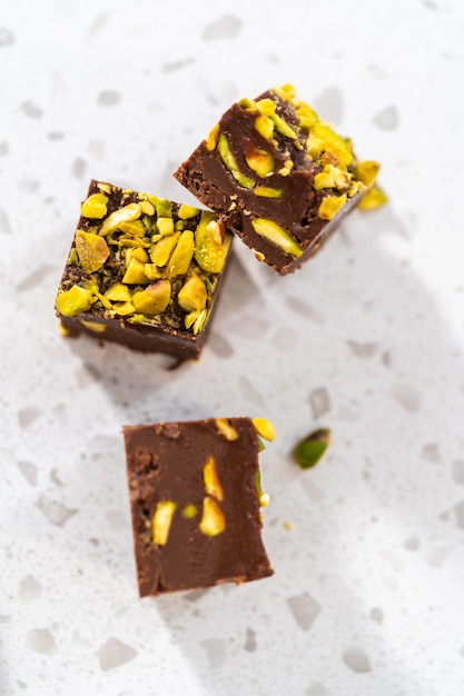 Chocolate pistachio fudge