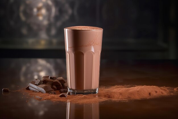 Photo chocolate protein shake fitness energy diet generate ai