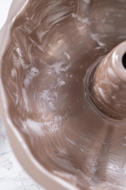 Chocolate pumpkin bundt cake with toffee glaze