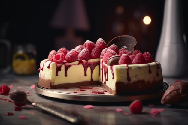 Chocolate raspberry cheesecake Generate Ai