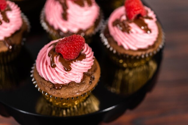 Chocolate raspberry cupcakes