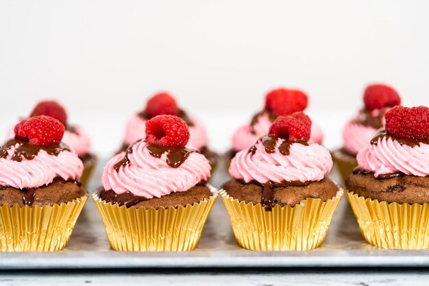 Chocolate raspberry cupcakes