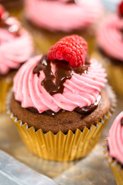 Chocolate raspberry cupcakes