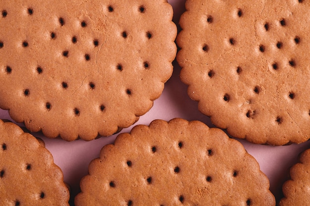 チョコレートサンドイッチクッキークリーム、店、マクロ、トップビューから甘い食べ物