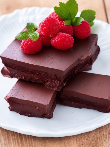 Chocolate sandwich with raspberries