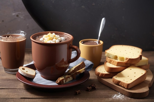 Chocolate Santafereno Hot Chocolate with Cheese and Bread