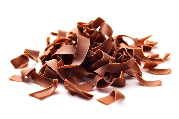 Chocolate shavings isolated on white background Generative AI