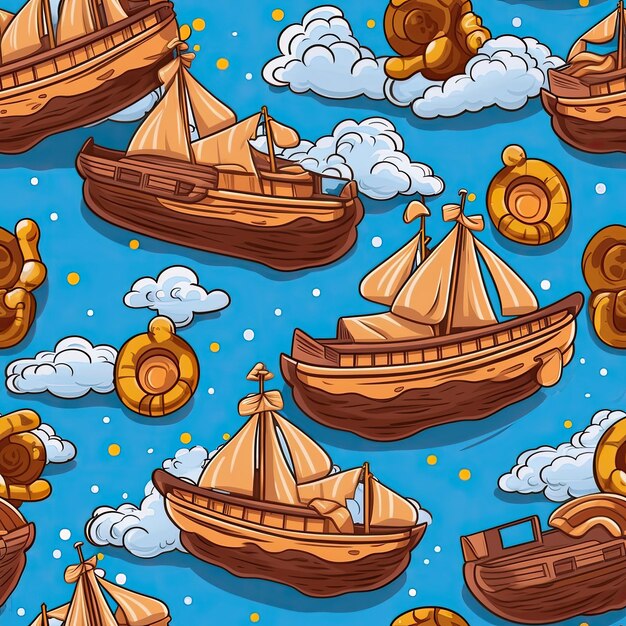 Chocolate ship cookies 3d cartoon patterns AI Generated