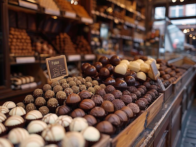 Photo chocolate shops selling artisanal chocolates at a market in traditional and culture market photo