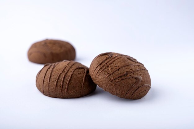 Chocolate shortbread cookie isolated on white background