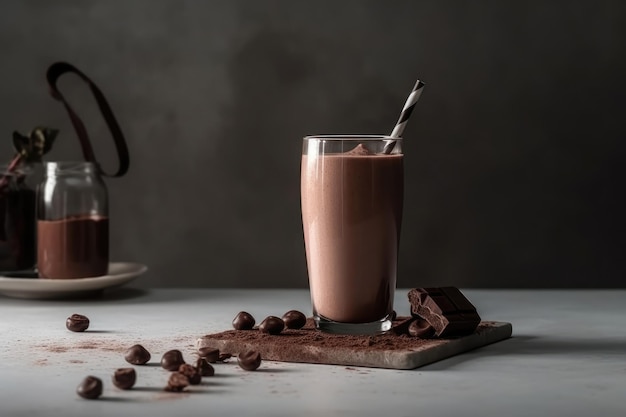 Chocolate Smoothie On White Background Generative AI