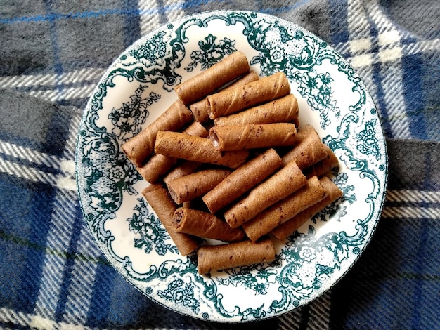 Chocolate snacks on the plate Indonesian culinary Food