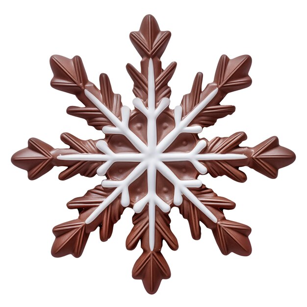 Chocolate snowflake cut out on a white or transparent background Christmas candy concept A design element to be inserted into a design or project