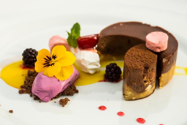 Chocolate souffle and ice cream