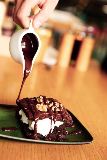 Chocolate Souffle with ice cream