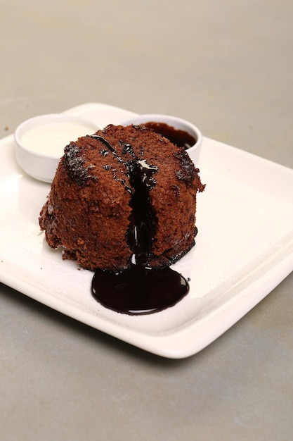 Chocolate Souffle with ice cream