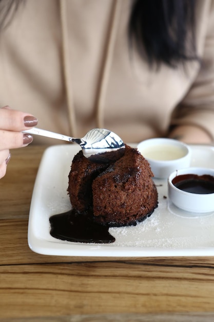 Chocolate Souffle with ice cream