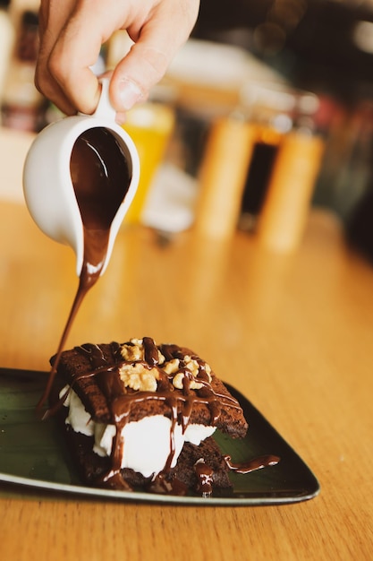 Chocolate Souffle with ice cream