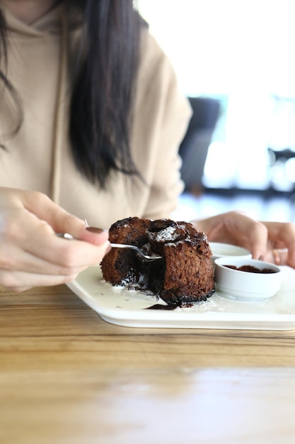 Chocolate Souffle with ice cream