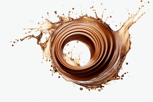 Chocolate spiral splash isolated on alpha layer png