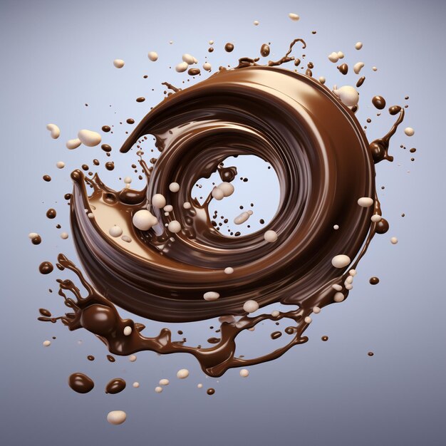 Foto immagine di rendering 3d di chocolate splash