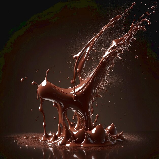 Foto chocolate splash-achtergrond gegenereerd ai