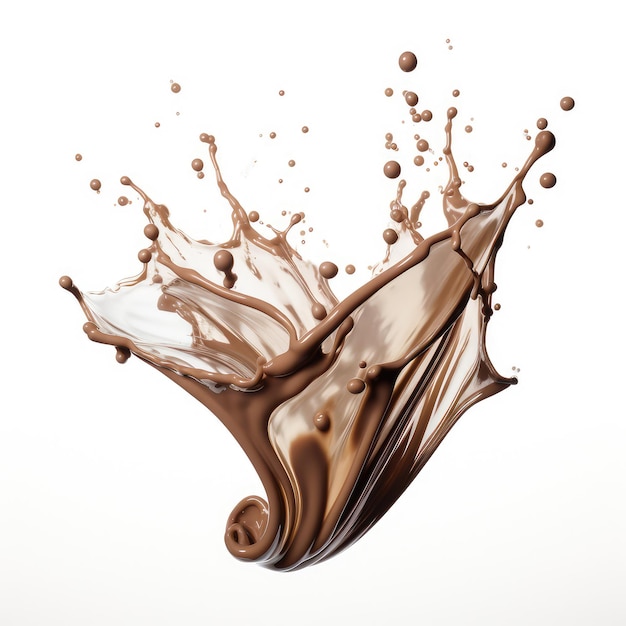 Chocolate splash closeup isolated on white background