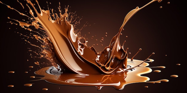 Chocolate splash created with generative ai technology high quality illustration