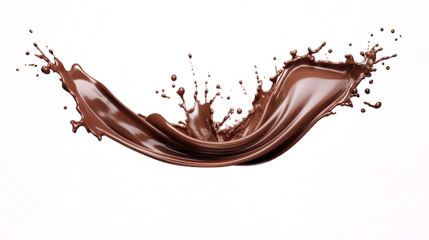 Chocolate splash geïsoleerd op witte achtergrond Splashing vloeibare chocolade